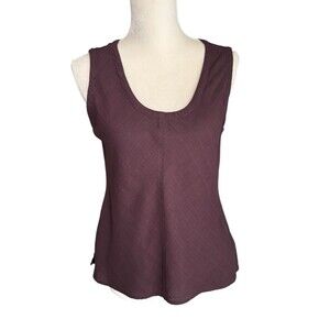 Eileen Fisher Sleeveless Linen Blend Top Women's Size Medium Eggplant Textured